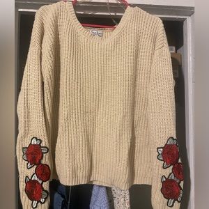 Rose Embroidered Knitted Sweater